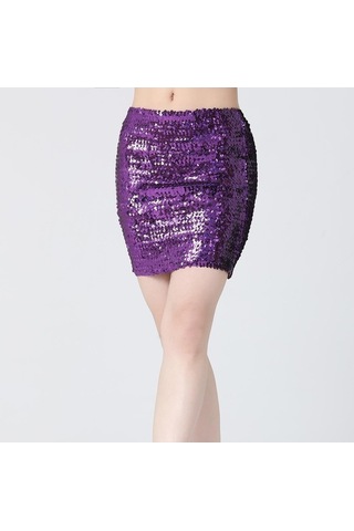 Fastbuy Suntek Moda Kadın Menekşe Renk Mini Pullu Kısa Bling Etek Kız Giyim Menekşe