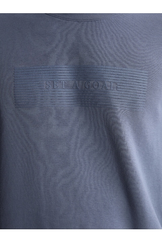 Lcwaıkıkı Classic İndigo Bisiklet Yaka Baskılı Erkek Sweatshirt