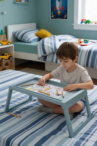 Katlanabilir Yatak Üstü Keyif Sehpası Laptop & Kahvaltı Sehpası 56 36 Cm Mavi