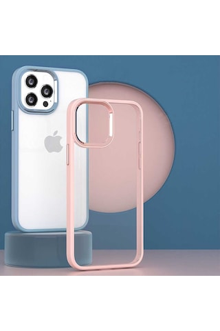 Apple Uyumlu iPhone 14 Kılıf Zore Krom Kapak Pembe Açık