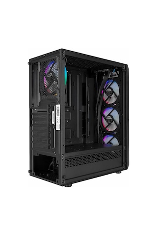 Everest Flat Mesh 4x12 CM RGB Fanlı Bilgisayar Kasası Siyah