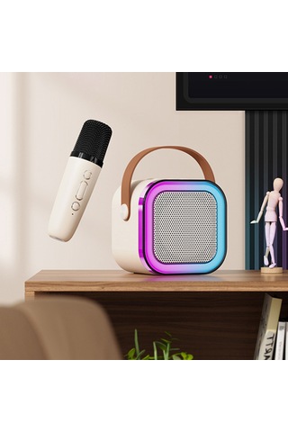 Ximistore9 Taşınabilir Bluetooth Karaoke Makinesi: 2 Kablosuz Mikrofon, Led Işık, Bas/tiz Ayarı, Tf Kart, Usb Ve Aux Bağlantı, Çocuklar Ve Yetişkinler İçin.