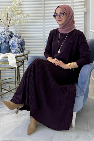 Rabia Şamlı Rana Triko Takım Mürdüm Normal