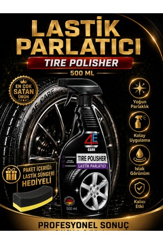 4e Care Lastik Parlatıcı 500 Ml Islak Görünüm Uzun Süre Etkili Lastik Süngeri li