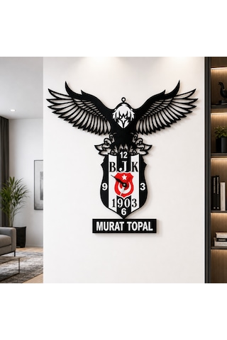 Kişiye Özel İsimli Beşiktaş Kartal Duvar Saati 45x40 Cm 3 Mm Mdf Lazer Kesim Siyah Beyaz Kişiye Özel İsimli Beşiktaş Kartal Duvar Saati 45x40 Cm 3 Mm Mdf Lazer Kesim Siyah Beyaz