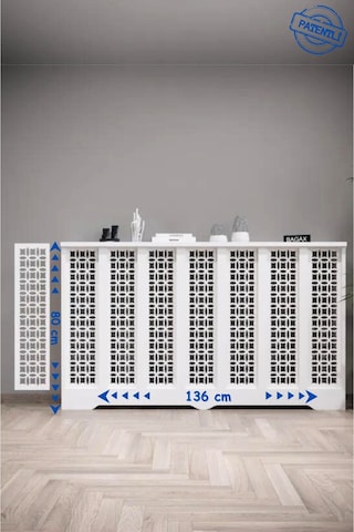 Petek Onu Kapatma Dolap Dresuar Kalorifer Petek Kaplama Beyaz Ahsap Mobilya 136 Cm Cok Amacli Dolap Beyaz