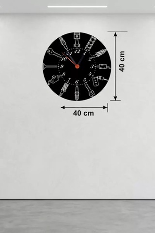 Mey Najmaddin Otomobil Parçaları Tasarım Ahşap Duvar Saati - 40x40 Cm Mekanik Saat Najmaddin Çok Renkli