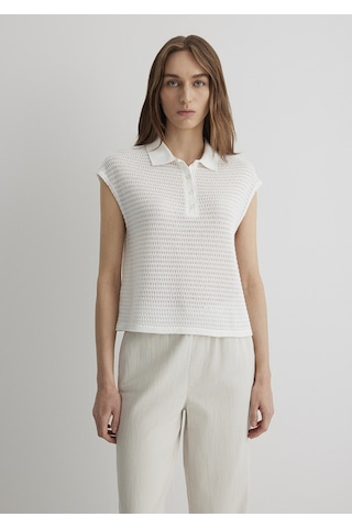 Mavi - Beyaz Örme Polo Tişört 1612654-70057 Beyaz