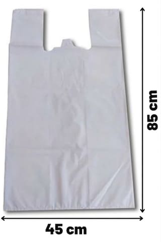 Kurban Poşeti Beyaz, 45x85 Cm, 10 Adet - Kalın Sızdırmaz Et -eşya Taşıma Poşeti - Atlet Tipi Saplı