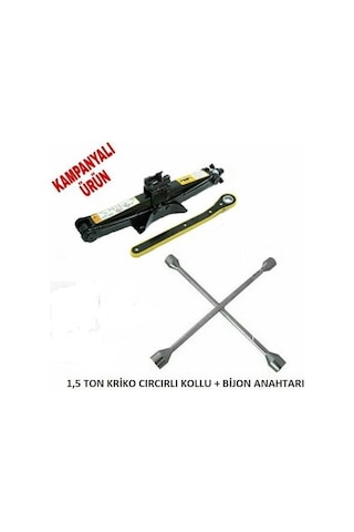 Oto Krikosu 1.5 Ton Makas Cırcır Araç Kriko + Bijon Anahtarı