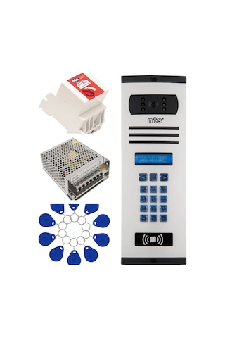 16 Daire Nts 2001-b 4,3'' Görüntülü Diafon Beyaz-8004 Tuş Takımlı Şifreli+geçişli Zil Panelli Set