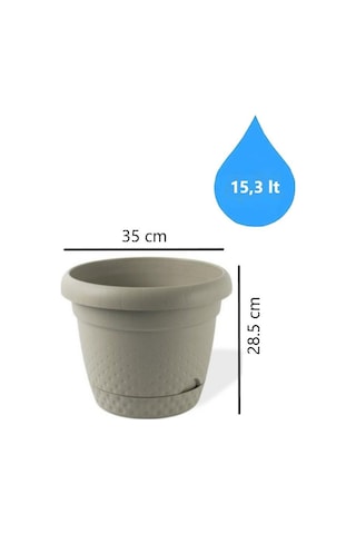 Omnipazar Krs-345 Dekoratif İnci Bitki Çiçek Saksı Takımı 15.3 Litre No 5 Bej