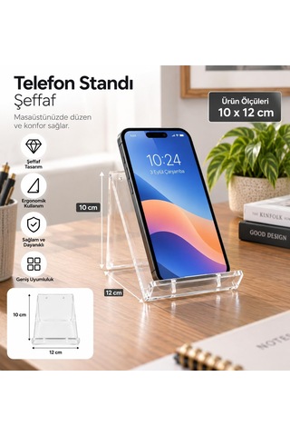 Pleksi Tablet Standı 10 12 Cm 5 Li Şeffaf