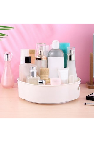 360 Derece Dönebilen Mekanizmalı Yuvarlak Tepsi Formlu Sunum Ve Servis Organizer Tablası 5256 Çok Renkli