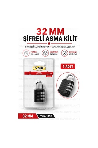 Premium 32 Mm Şifreli Asma Kilit 3 Haneli Kombinasyonlu Anahtarsız Güvenlik Kilidi Valiz Dolap Çanta