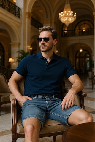 Banny Jeans Erkek Likralı Bağcıklı Jean Şort Mavi