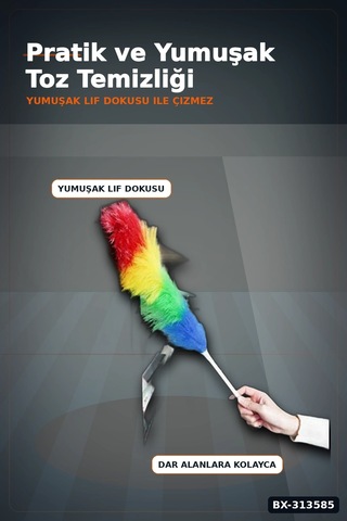 Yumuşak Lifli Peluş Toz Alma Fırçası - Renkli Püsküllü 1 Adet Ev Temizlik Aparatı Bx-313585 Çok renkli