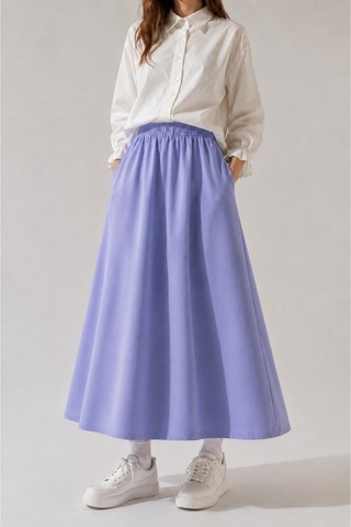 Angel&co. Girls Clothing Modest Uzun Kız Çocuk Mevsimlik Etek- Buz Lila - 791131271 Buz Lila