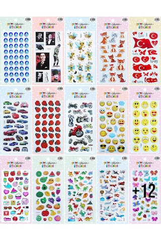 Puti Shine Kabartmalı Sticker 5 Kartela Çok Renkli
