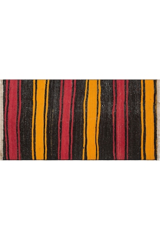 Kahve Sarı Rengi El Dokuma Çorum Cicim Yünlü Kilim