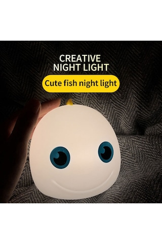 Springsun Yumuşak Dokulu Bebek Gece Lambası - 7 Renkli Dokunmatik Kontrollü Şarj Edilebilir Yunus Şeklinde Led Işık Çok Renkli
