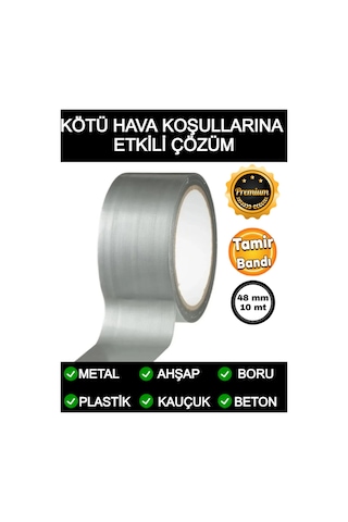 Çok Amaçlı Su Geçirmez Sızdırmaz Izolasyon Gri Tamir Bandı 48 Mm 10 Mt 1 Adet Güçlü Yalıtım Bant Tam