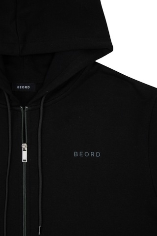 Beord Siyah Pamuk Kapüşonlu Fermuarlı Sweatshirt Bzt1-135