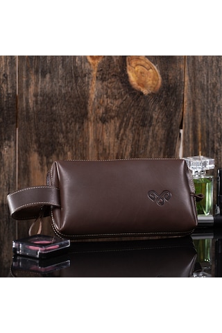 Elitaş Deri Hakiki Deri El Çantası Clutch Çanta Portföy Çanta Organizer Clutch Kahverengi Acı Kahverengi
