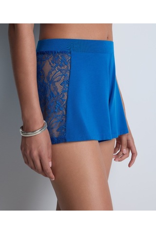 Aubade Lazy Days Shorty Modal Ve Ipek Karışımı Dantelli Şort Külot Mavi