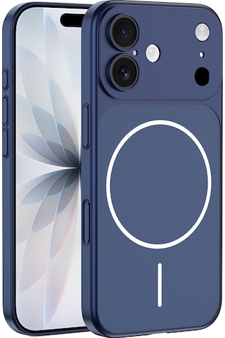 Apple Uyumlu iPhone 16 Kılıf Zore M-safe Şarj Özellikli Kamera Korumalı Spark Kapak Mavi