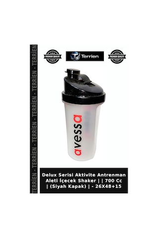 Delux Serisi Aktivite Antrenman Aleti İçecek Shaker 700 Cc Siyah Kapak - 26x48+15