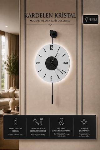 MetaQuartz Aksesuar Siyah Artistry Kardelen Siyah 30x55 Cm Pilli Led , Modern Dekoratif Metal Duvar Saati