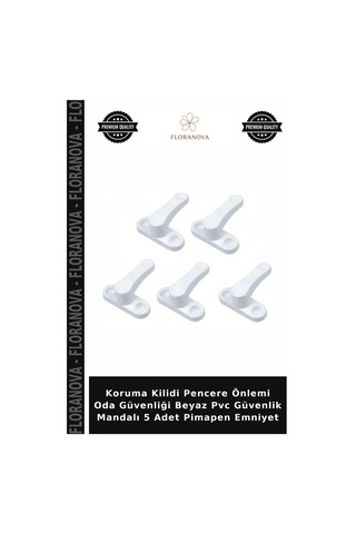 Koruma Kilidi Pencere Önlemi Oda Güvenliği Beyaz Pvc Güvenlik Mandalı 5 Adet Pimapen Emniyet