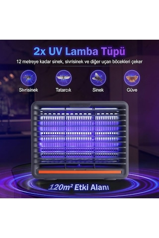 2x 10 Watt 120m² Elektrikli Sinek Sivrisinek Öldürücü 12 Metre Çekim Gücü - Kimyasalsız Profesyonel Böcek Kovucu