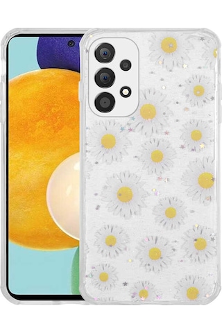 Galaxy Uyumlu A33 5g Kılıf Simli Desenli Kamera Korumalı Parlak Popy Kapak - Papaty Papatya Papatya