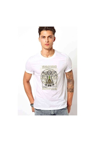 Rick Darvin Anatomi Baskılı Beyaz Erkek Tshirt