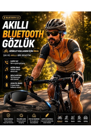 Qstar G02 Akıllı Bluetooth Güneş Gözlüğü Siyah Polarize Gözlük
