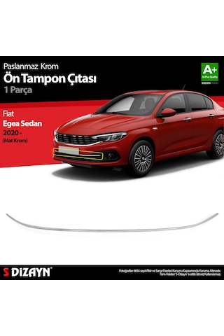S-Dizayn Fiat Egea Sedan Krom Ön Tampon Çıtası 2020 Üzeri Mat Kr