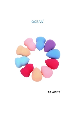 Ocean Silindir Pakette Makyaj Süngeri 10'lu Karışık Renk Asu-311