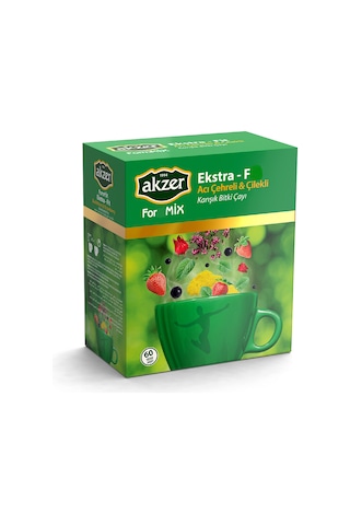 Akzer FormMix Ekstra Fit Acı Çehre & Çilek Parçacıklı Karışık Bitki Süzen Poşet Çay 60 x 1.5 G