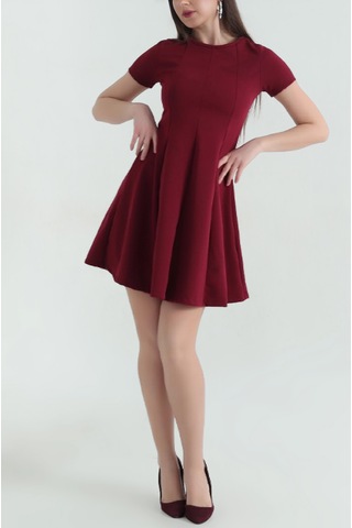 Likralı Jakarlı Kısa Kol Kadın Elbise