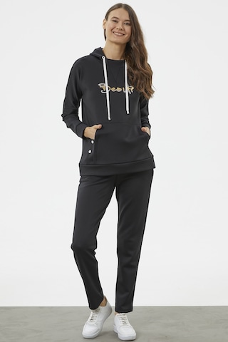 Kanguru Cepli Dalgıç Kumaş Eşofman Takım - Siyah 001