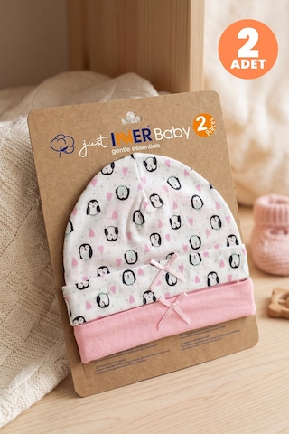 Just Inner Kız Bebek 2'li Pamuklu Bere Penguen Desenli Esnek Ve Konforlu 684501 Çok Renkli