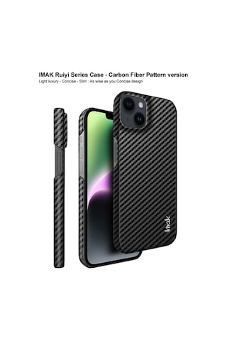 Apple Uyumlu iPhone 14 İmak Ruiyi Serisi Karbon Fiber Pu + Pc Telefon Kılıfı