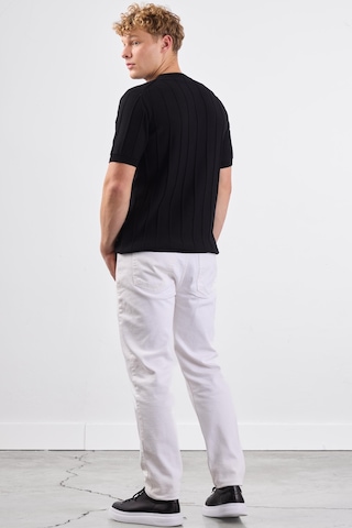 Dufy Siyah Fitilli Erkek Triko - Slim Fit SIYAH