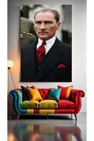Atatürk Portresi V2 Ev Duvar Salon Güzellik Salonu Ofis Dükkan Dekarasyon Kanvas Tablo 02714