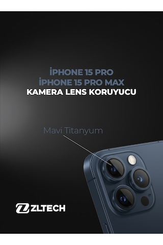 İphone 15pro/15promax Uyumlu Kamera Lens Koruyucu Mavi Titanyum