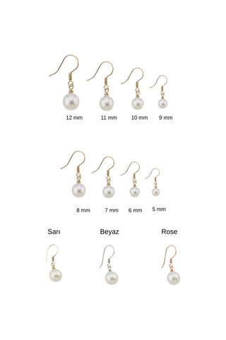 Dorikalı Beyaz Doğal İnci Küpe 7 Mm Sarı