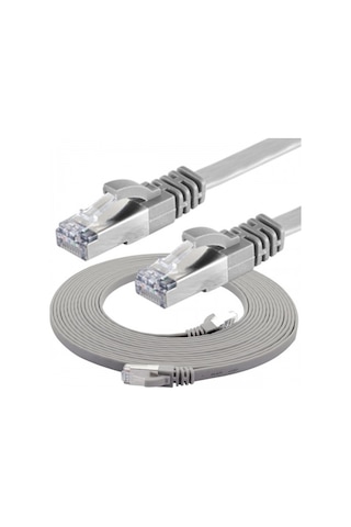 Irenis CAT7 Kablo Yassı FTP Ethernet Network LAN Ağ Kablosu, 15 M-Gri