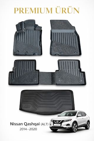 Nissan Qashqai Alt 2014-2020 Uyumlu 3d Oto Paspas Ve Bagaj Havuzu Set Premium